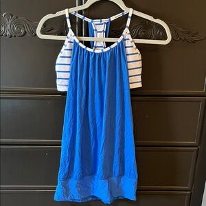 Lululemon Blue Striped Racerback Tank - Bright Blue